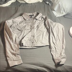 Forever 21 Light Gray Collared Shirt women’s small cropped